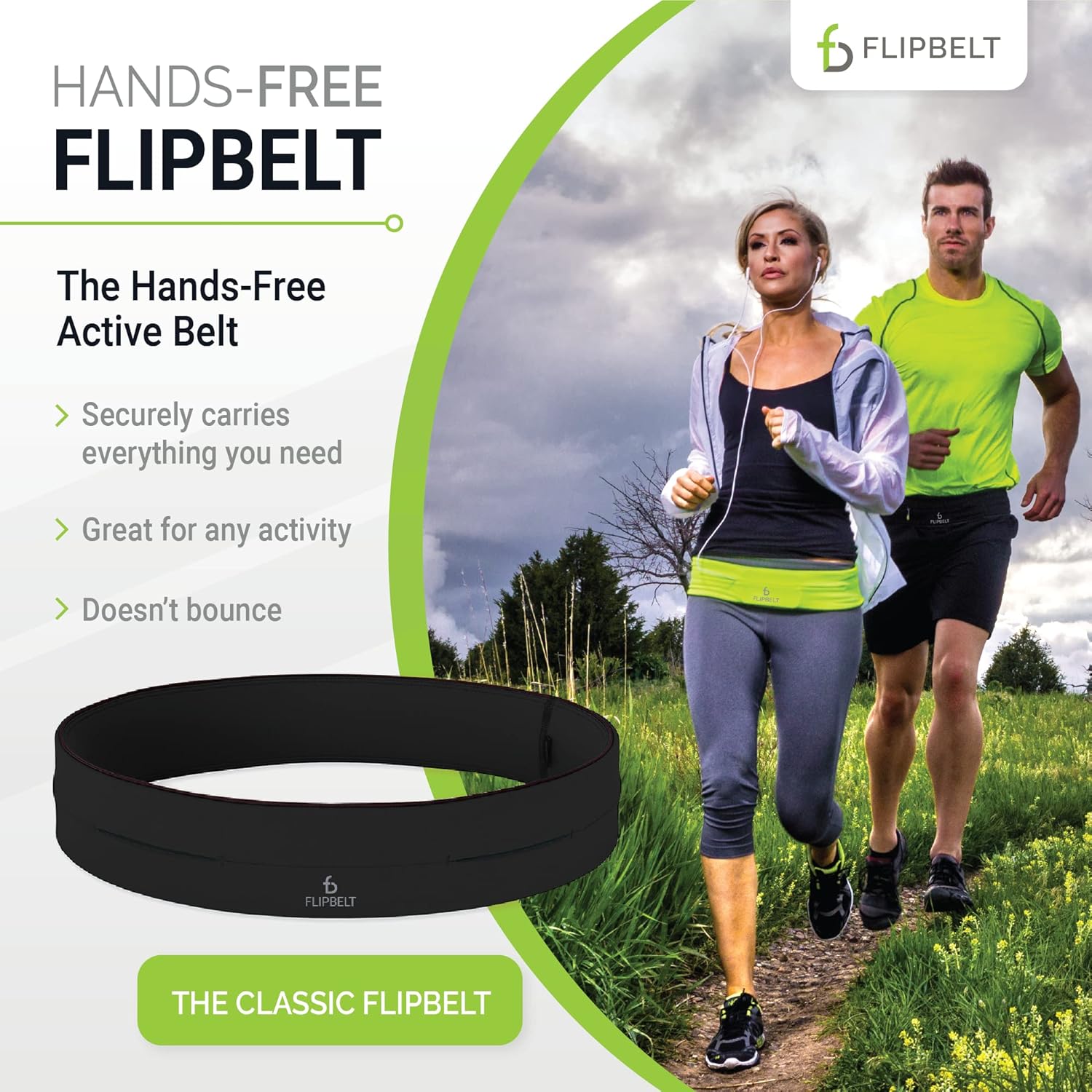 FlipBelt Classic Running Belt - Comfortable Fanny Pack for Men and Women by USA Brand
