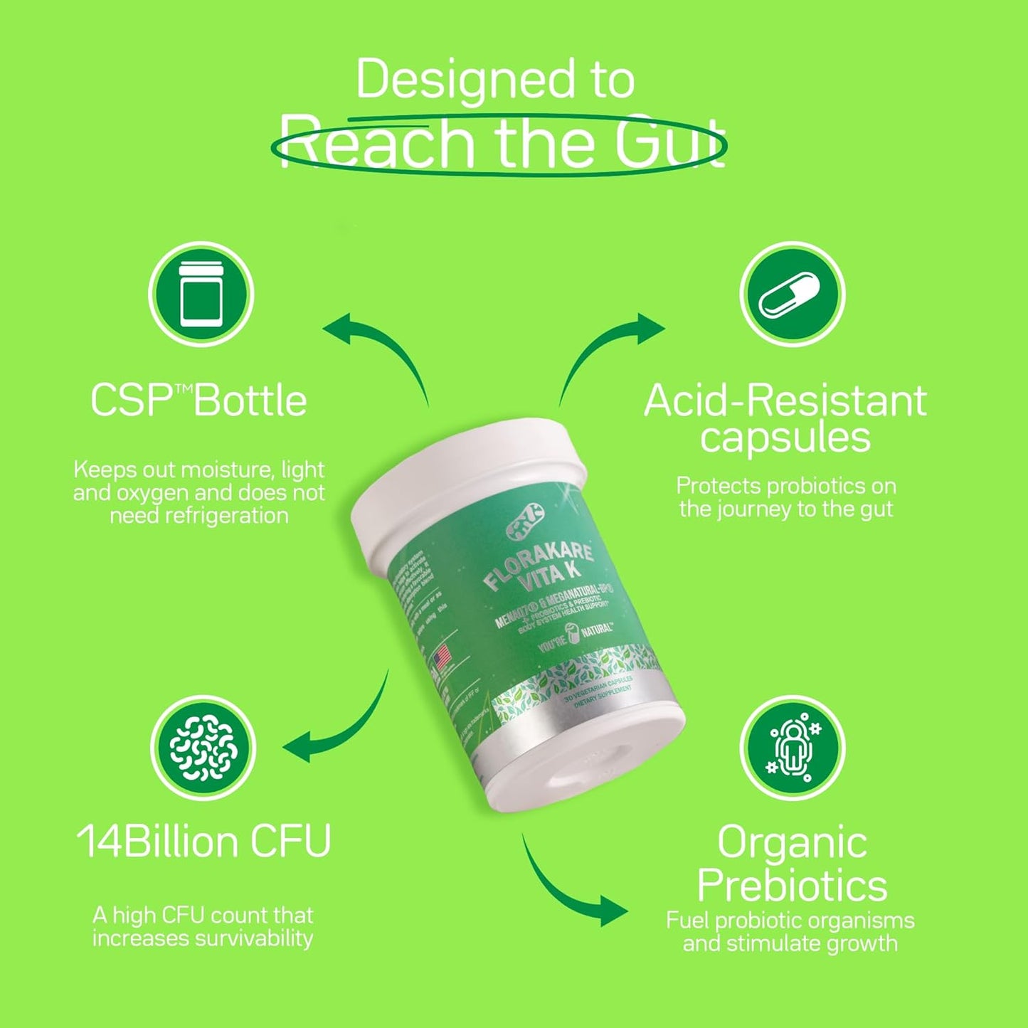 Florakare Senior All In One Supplement for Bone, Blood Flow, Digestive & Gut Health - Vitamin K2, Grape Seed Extract, Probiotics - 30 Day Supply