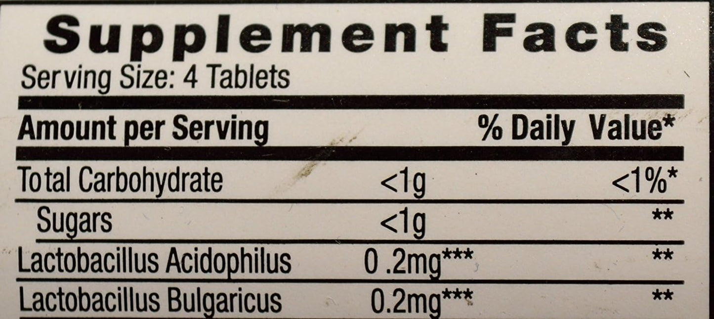 Floranex Probiotic 2 Million CFU Tablets for Digestive Health - Lactobacillus Acidophilus, Shelf Stable, 4-Pack