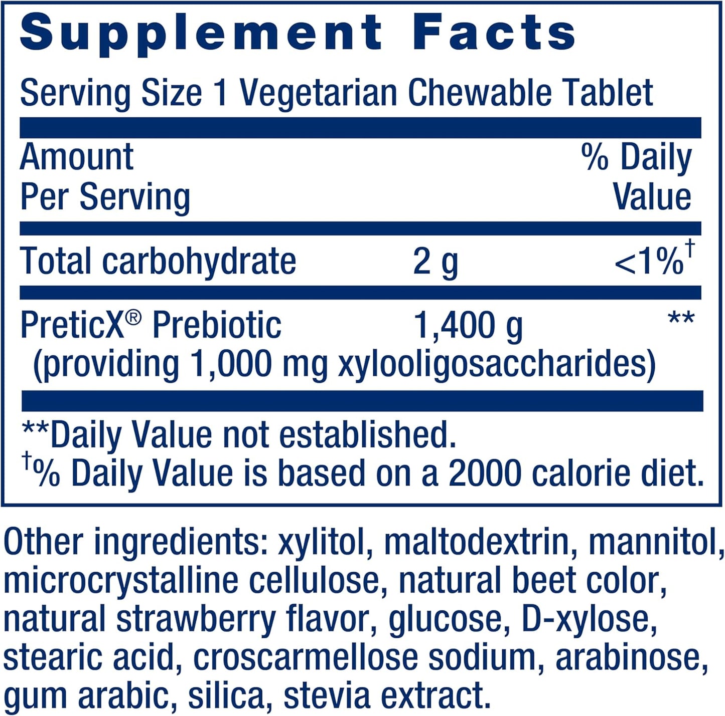 FLORASSIST® Prebiotic Chewable Strawberry Tablets - 1000mg Xylooligosaccharides, Gut Flora Fuel Supplement, Gluten-Free, Non-GMO, Vegetarian - 60 Tablets