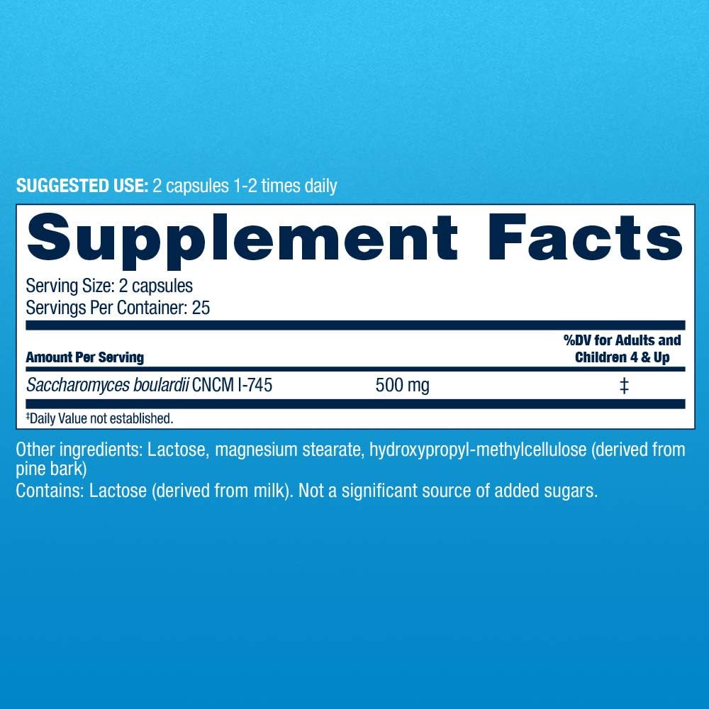Florastor Probiotic Supplement for Digestive Health, Women and Men, Saccharomyces Boulardii CNCM I-745 (54 Capsules)