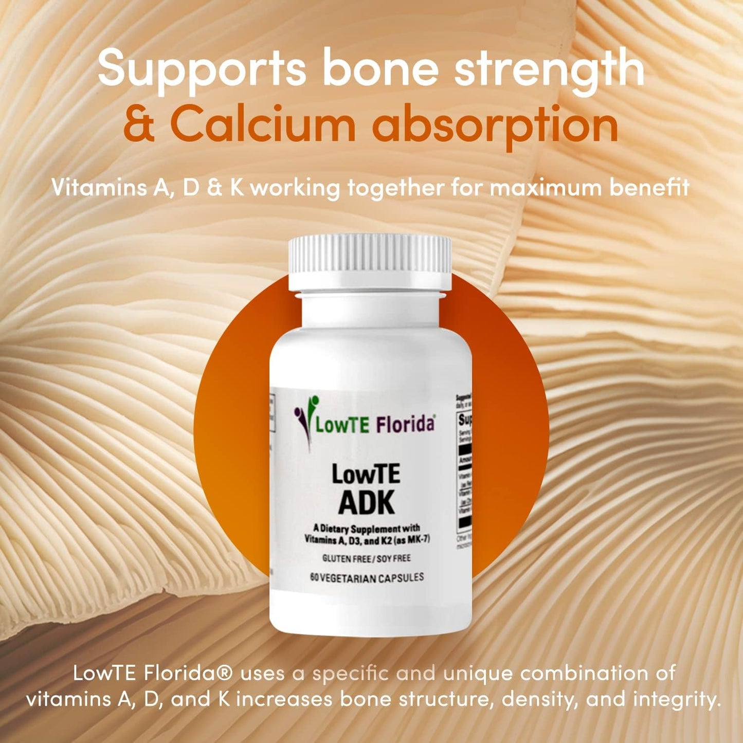Florida ADK 5 Multivitamin with Vitamin D3 5,000iu, K2 mk-7, & A for Bone & Teeth Health, Arterial Health, Immune Support - Gluten Free (60 Days)