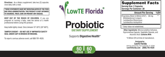 Florida® Probiotic Supplement - 60 Capsules, 60mg, Supports Digestive Health & Immune System with L. Acidophilus, L. Rhamnosus, B. Longum