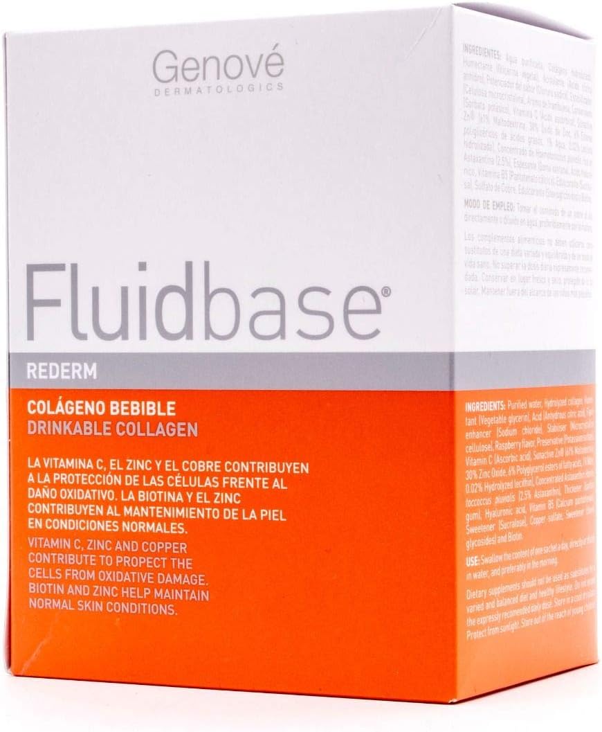 Fluidbase® Rederm Collagen Drink - 20 Sachets x 25ml - Skin Hydration & Elasticity - Liquid Collagen Supplement