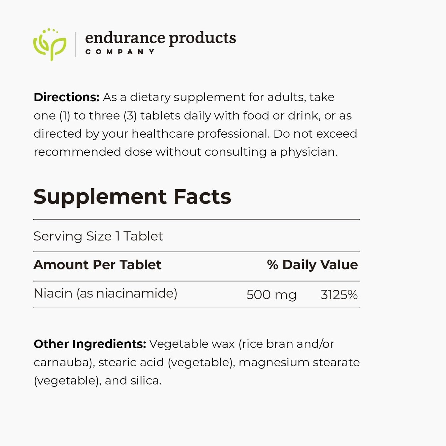 Flush-Free Endur-Amide NAD+ Niacinamide Vitamin B3 500mg Tablets - Energy Supplements for Men and Women, Optimal Absorption