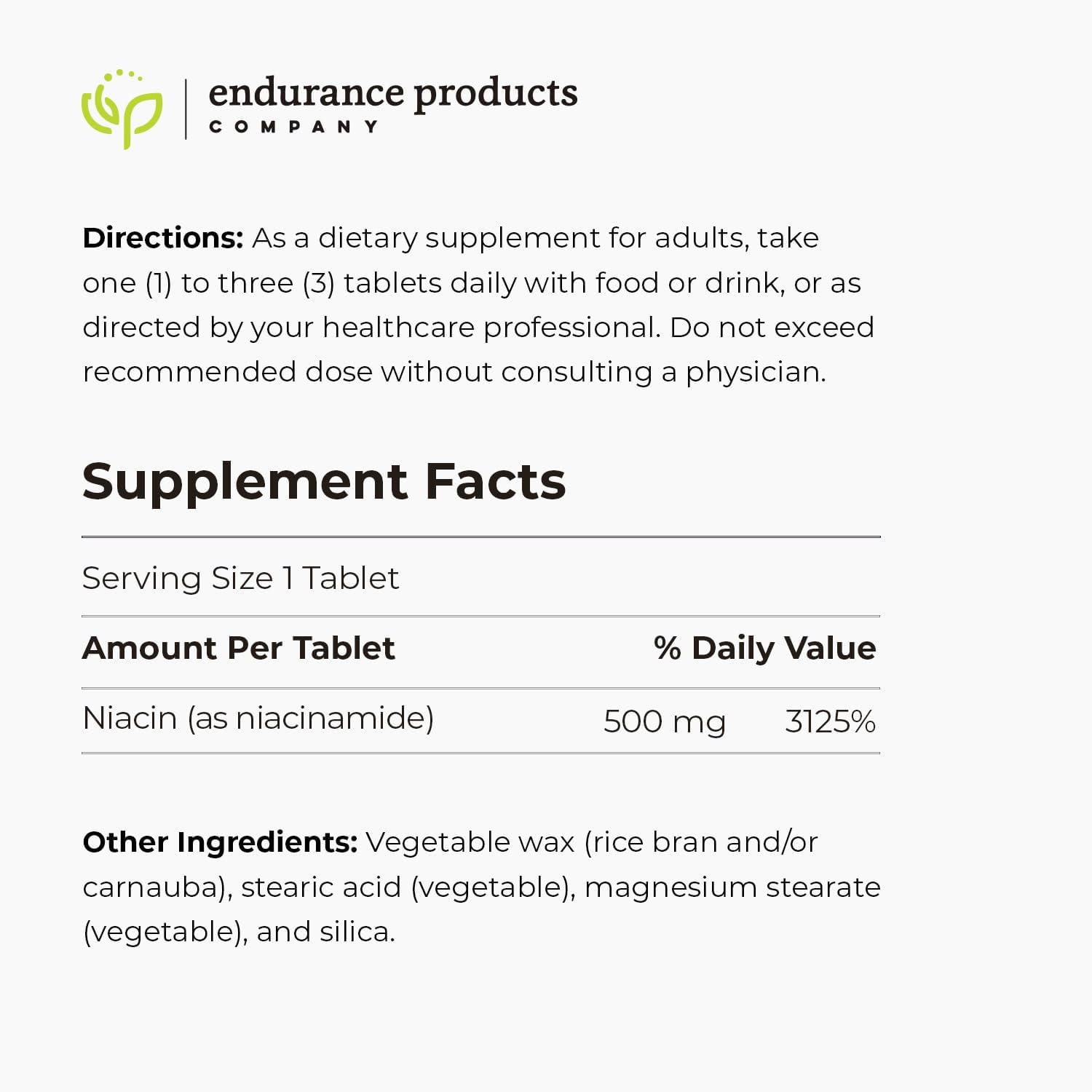 Flush-Free Endur-Amide NAD+ Niacinamide Vitamin B3 500mg Tablets - Energy Supplements for Men and Women, Optimal Absorption