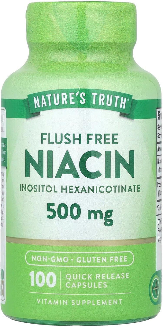 Flush-Free Niacin 500mg Capsules by Nature's Truth - 100 Count