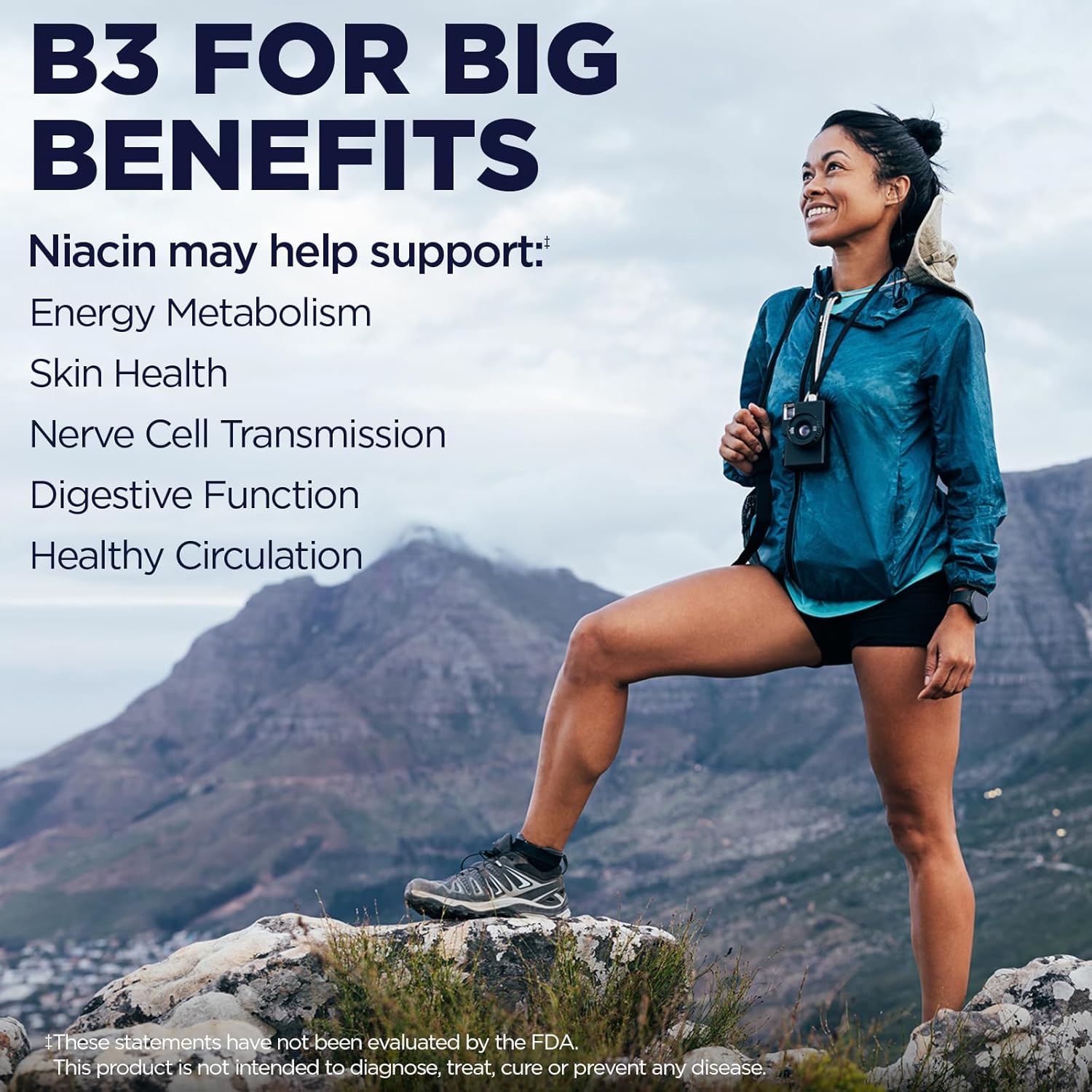 Flush-Free Niacin 500mg Vitamin B3 Supplement for Energy and Metabolism - Vegan Capsules for Skin, Nerve, Digestive Health - 60 Servings with 60-Day Guarantee