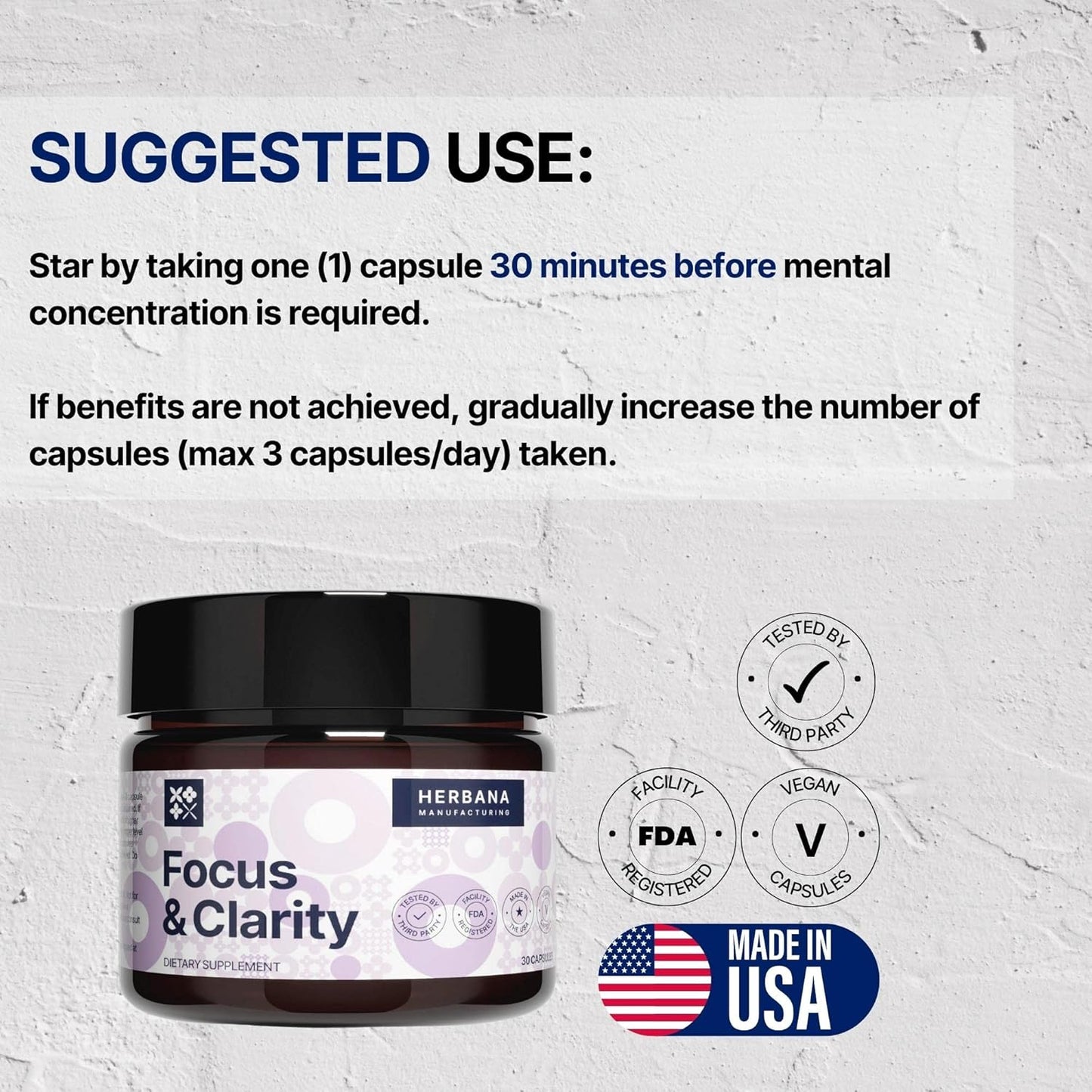 Focus & Clarity Brain Support Capsules for Cognitive Function & Memory Boost with Phenylethylamine HCL, Alpha GPC, L-Tyrosine