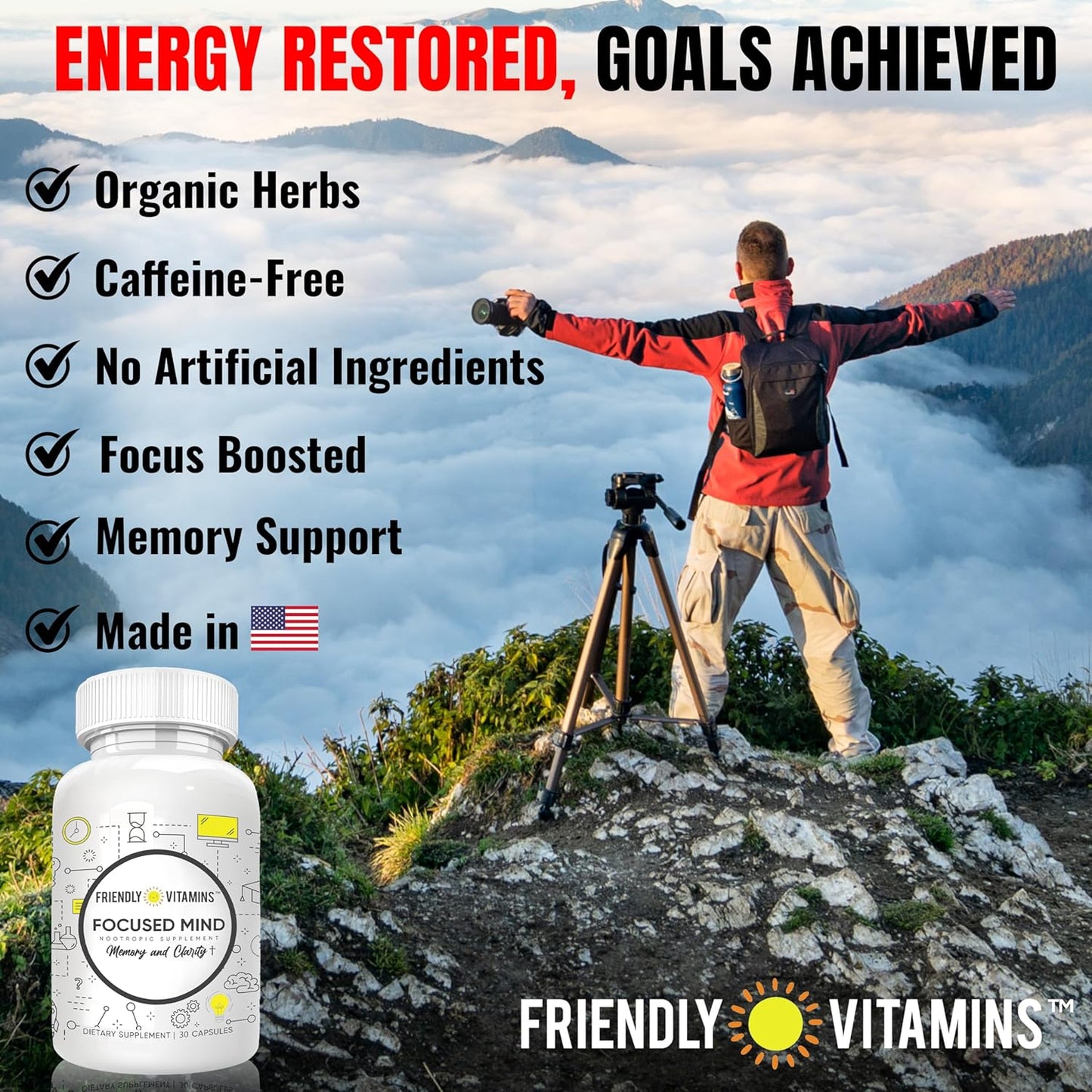 Focused Mind: Brain Health Supplements for Adults - Memory Vitamins, Nootropic for Mental Clarity and Concentration