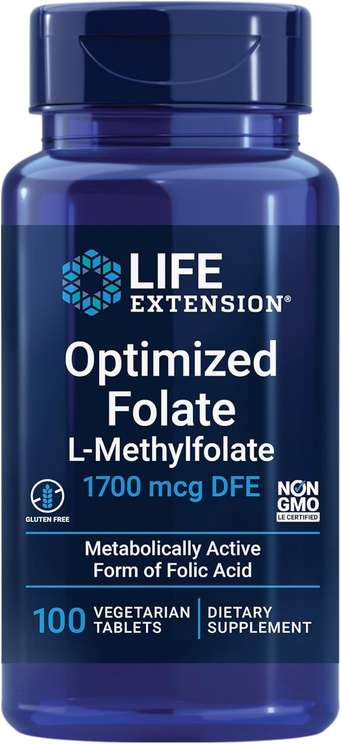 Folate and Magnesium Supplement Bundle for Brain and Heart Health, 100 Tablets and 100 Capsules
