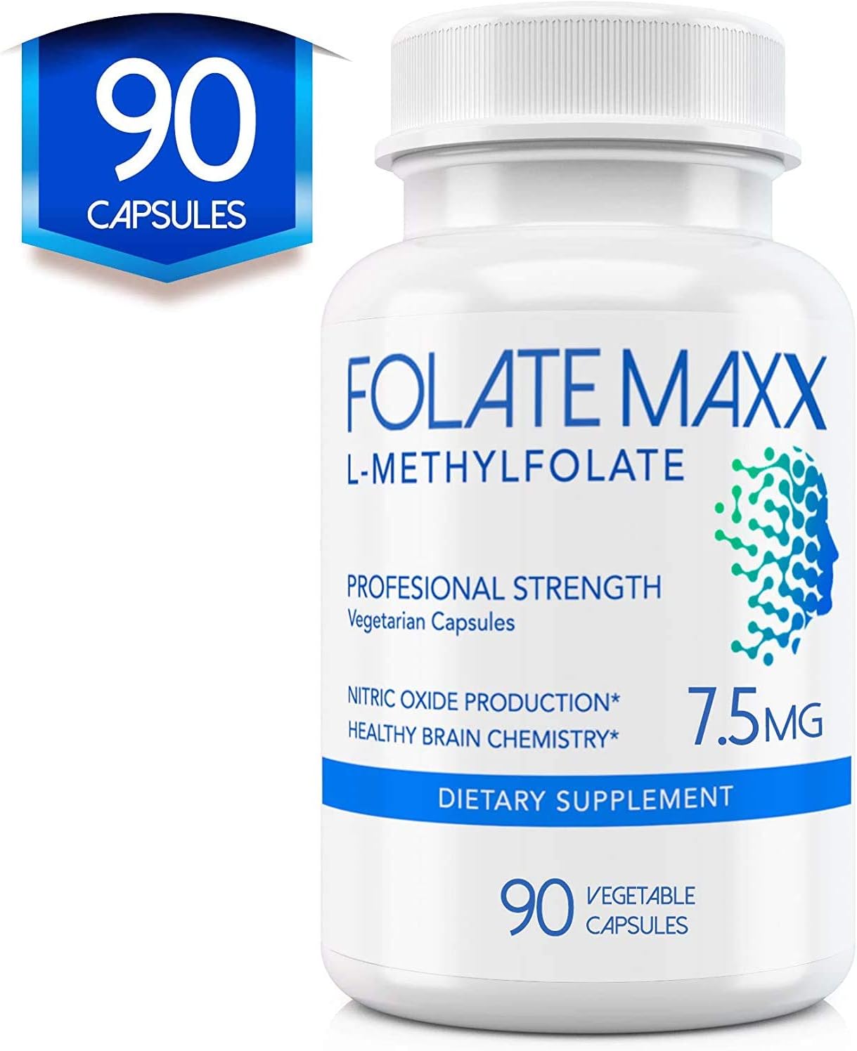 FolateMaxx L-Methylfolate 7.5 mg Professional Active Folate Capsules - 90 Count