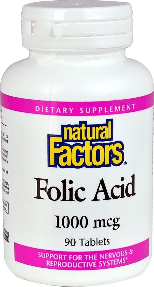 Folic Acid 1 MG Supplement - 90 Tablets by Natural Factors