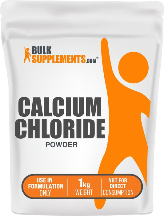 Food Grade Calcium Chloride Dihydrate Powder Supplement - Gluten Free, 1kg (2.2 lbs) Pack of 1 - BulkSupplements.com
