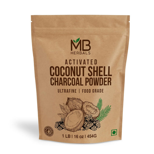 Food Grade Coconut Charcoal Powder 1 LB for Detox Face Masks, Soap Making, ToothPowder | MB Herbals Activated Coconut Shell Charcoal Powder - 16 oz (454g)