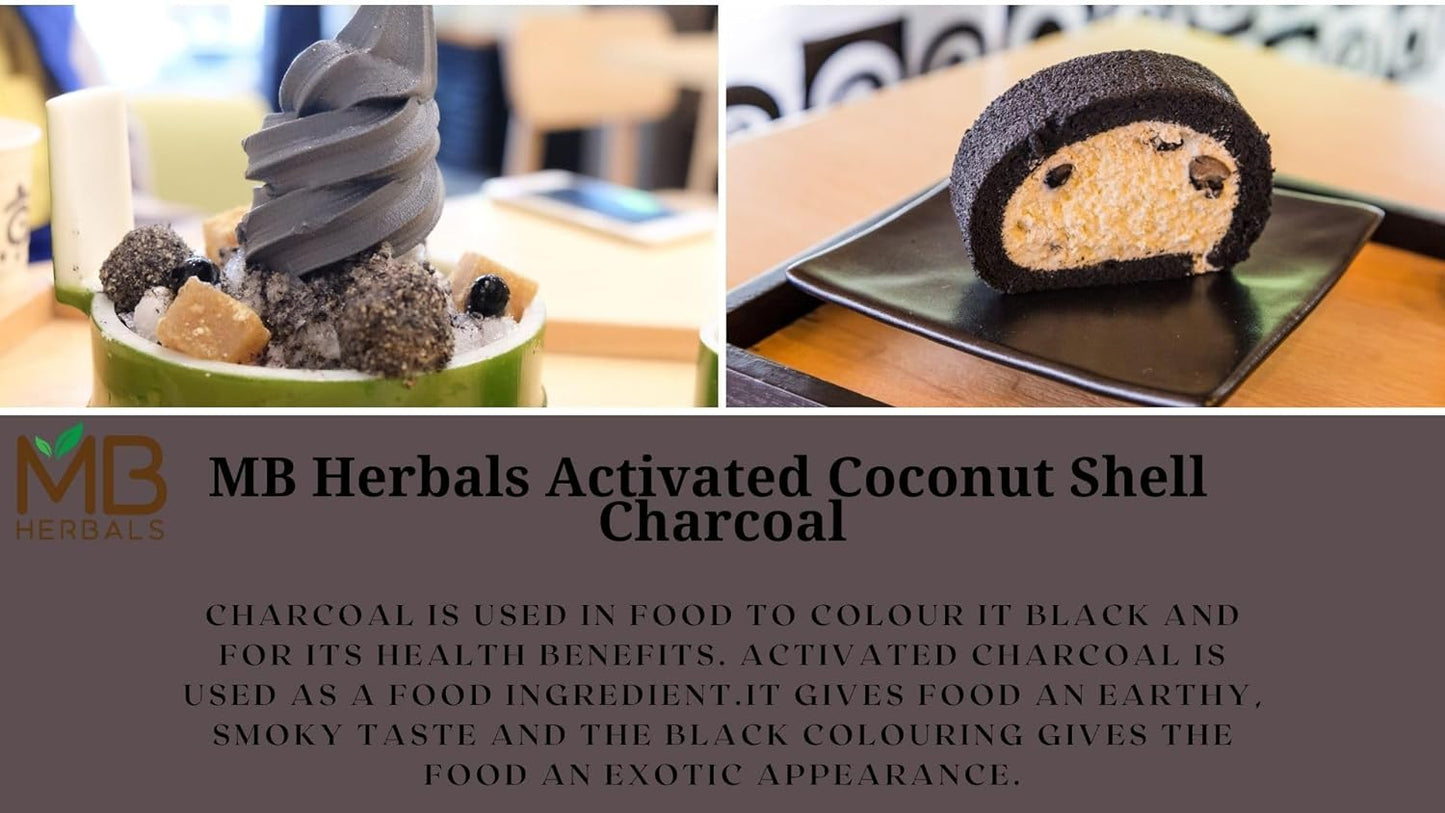 Food Grade Coconut Charcoal Powder 3.5 oz (100g) for Detox, Face Masks, Soap Making, Tooth Powder | MB Herbals Activated Charcoal Powder