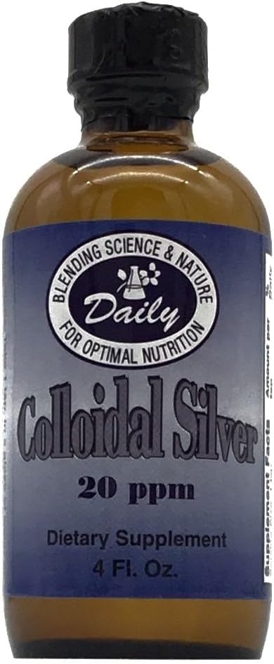 Food Grade Daily Manufacturing Colloidal Silver, 20 ppm - 4 fl oz Bottle