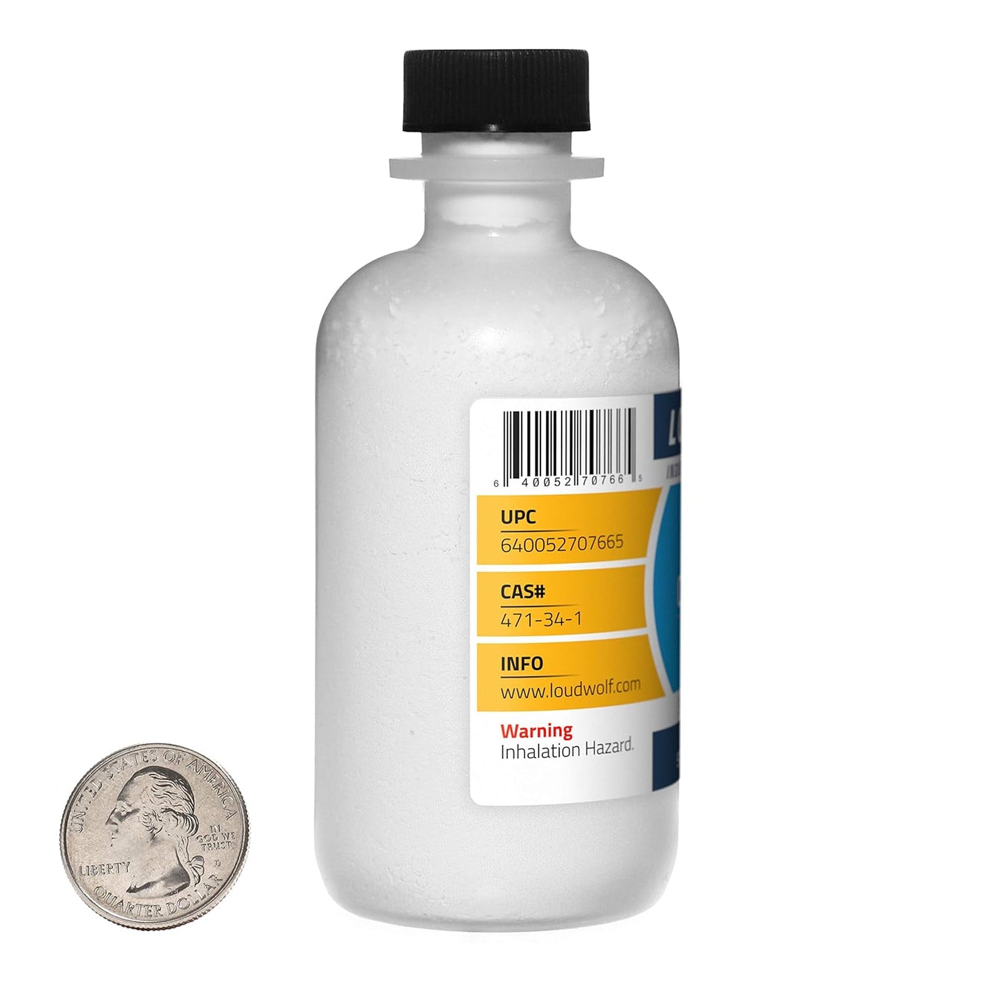 Food Grade Fine Powder Calcium Carbonate - 2.3 Pounds, 12 Bottles, 97.55% Pure - Loudwolf Brand
