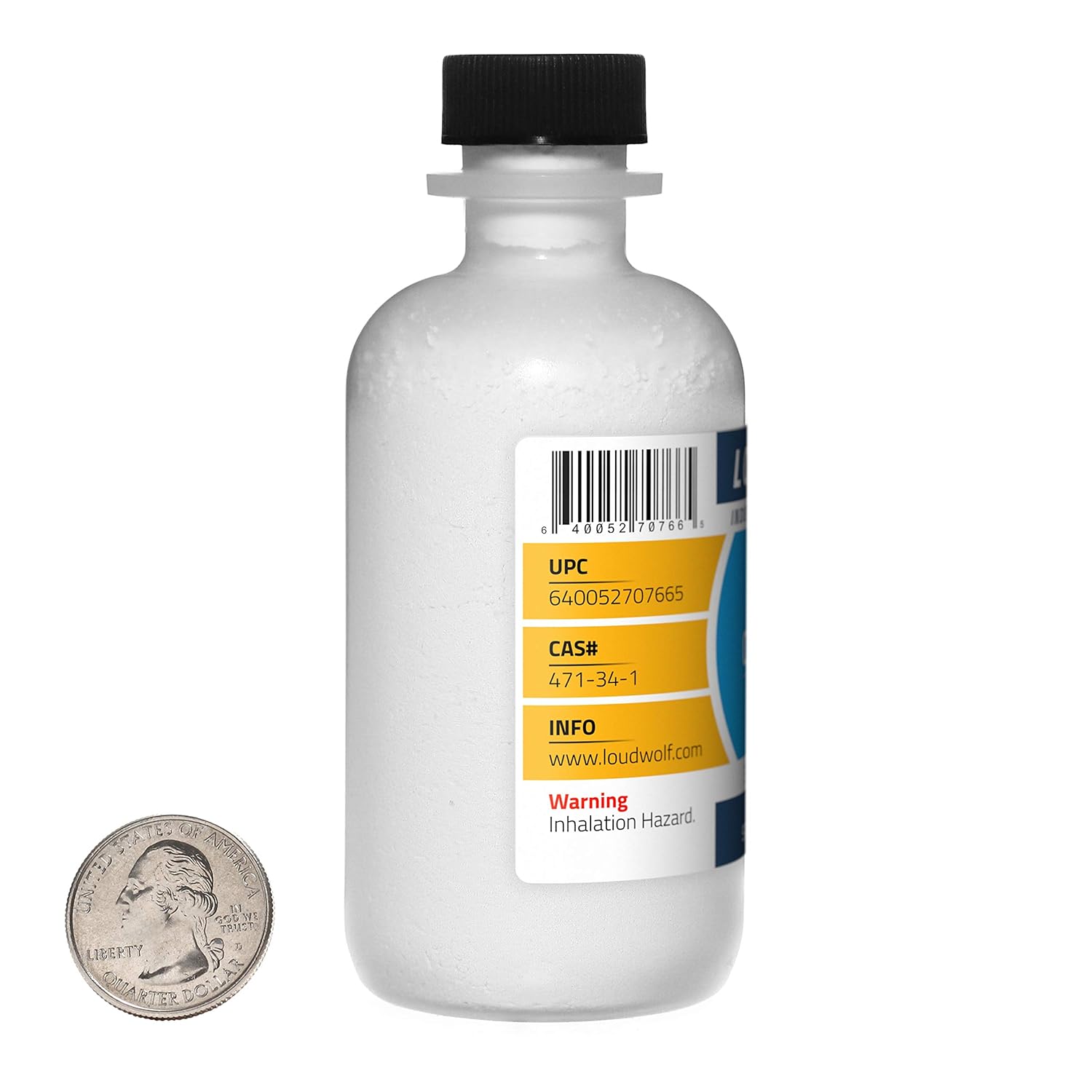 Food Grade Fine Powder Calcium Carbonate - 2.3 Pounds, 12 Bottles, 97.55% Pure - Loudwolf Brand