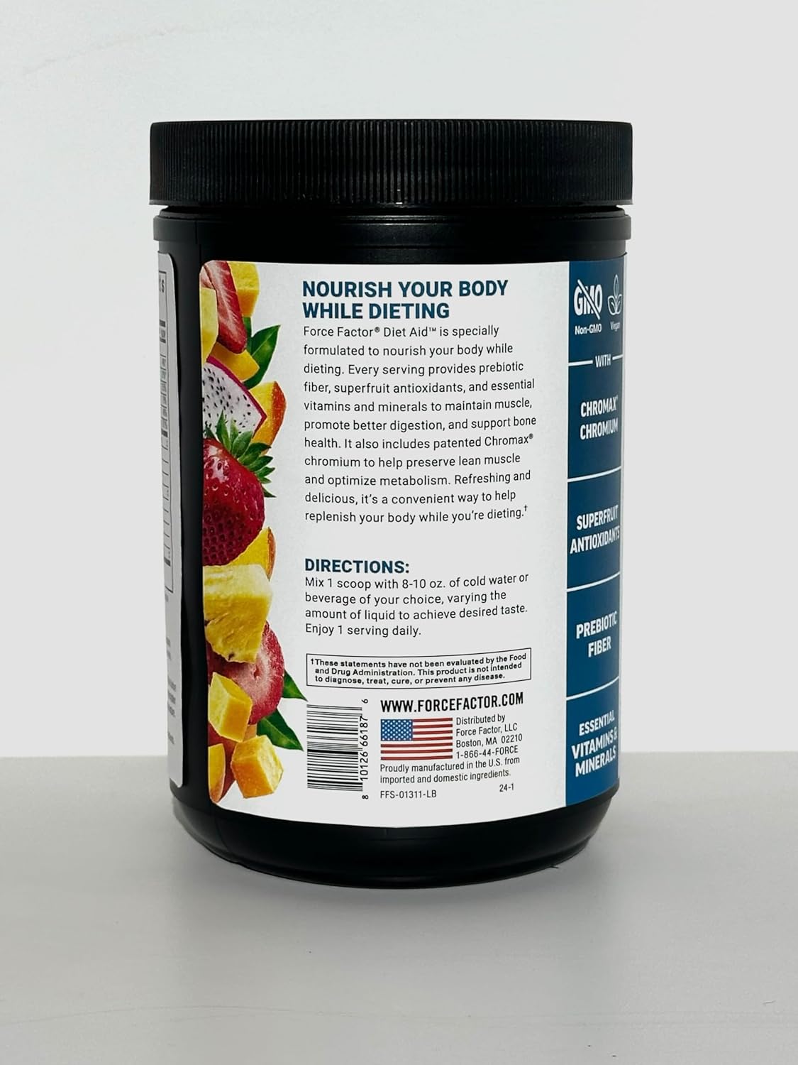 Force Factor Diet Aid Powder: Metabolism Booster & Lean Body Support with 15x More Absorbable Chromium, Tropical Fruit Flavor, 30 Servings