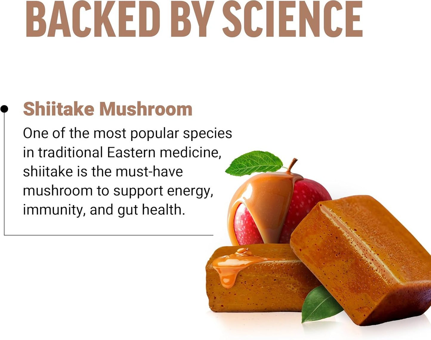 FORCE FACTOR Shiitake Mushrooms Soft Chews: Energy, Immunity, Digestive Health, Antioxidants, Caramel Apple Flavor, 30 Chews