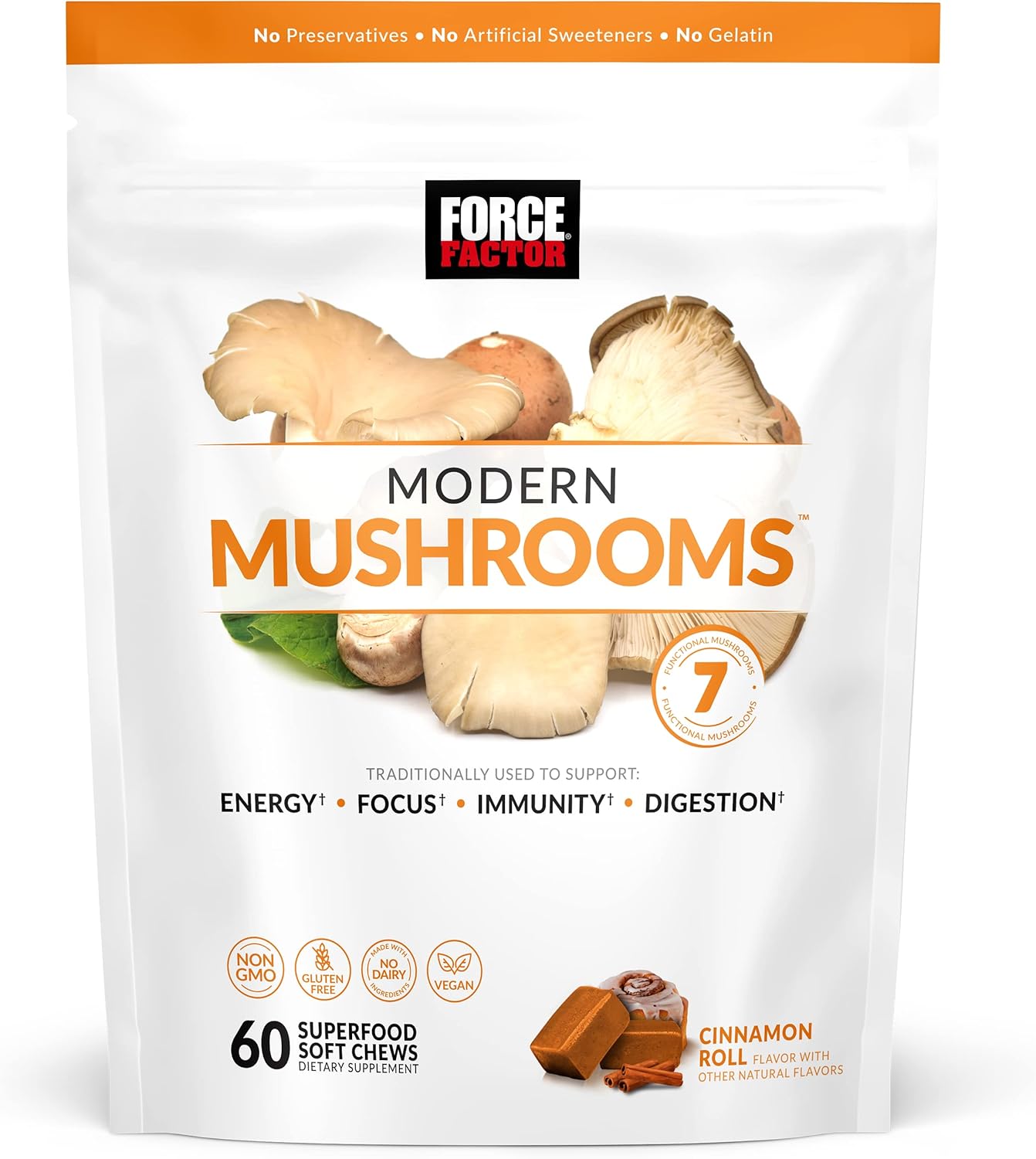 Force Factor Smarter Greens Superfood Chews with Probiotics & Modern Mushrooms - Mushroom Supplement with Lions Mane and Turkey Tail