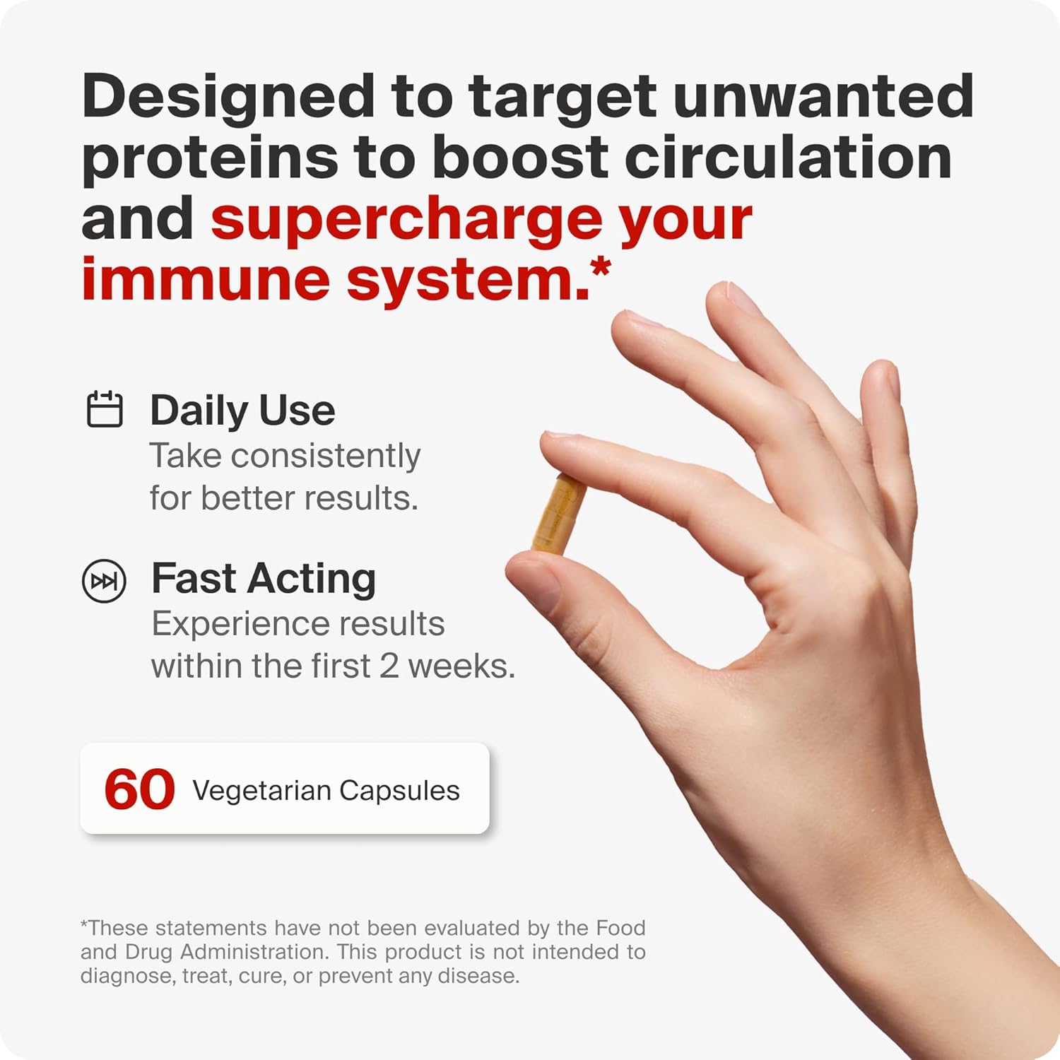 Foreign Protein Cleanse Supplement with Nattokinase, Bromelain, Curcumin, and Molecular Hydrogen - 60 Count Pack