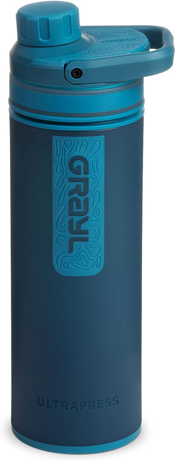 Forest Blue GRAYL UltraPress Water Purifier Bottle for Hiking, Backpacking, and Travel - Filter Included