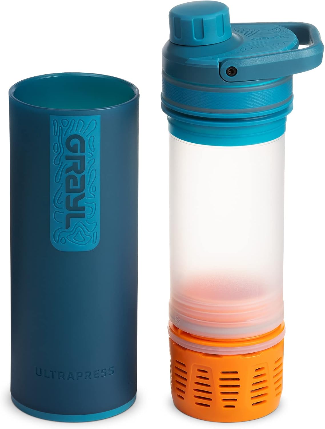 Forest Blue GRAYL UltraPress Water Purifier Bottle for Hiking, Backpacking, and Travel - Filter Included