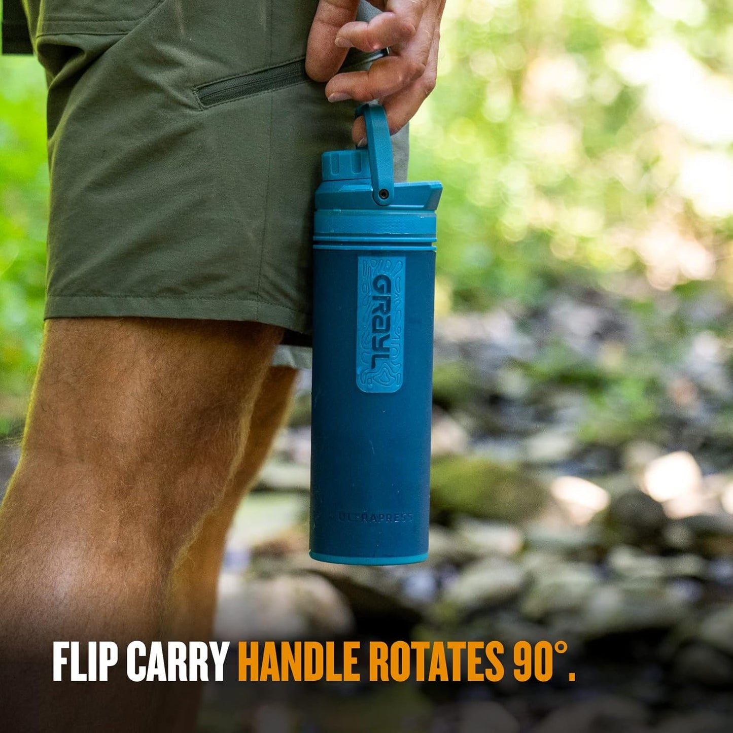 Forest Blue GRAYL UltraPress Water Purifier Bottle for Hiking, Backpacking, and Travel - Filter Included