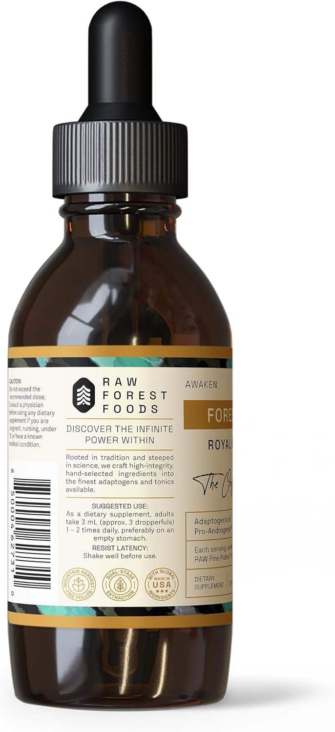 Forest Manna Royal Pine Pollen Tincture - Pure Dual-Stage Extract - 2 Fl Oz Bottle - Genuine Pine Pollen