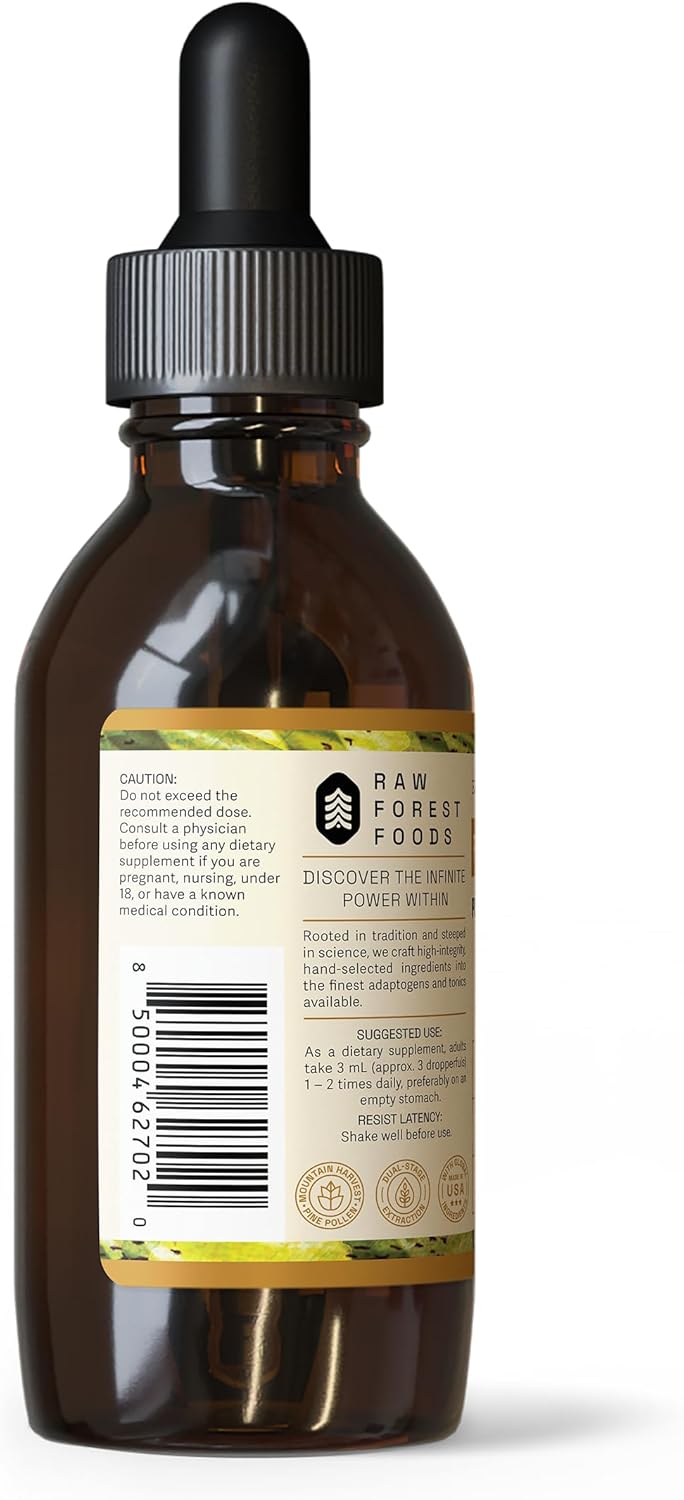 Forest Prana Elixir Pine Pollen and Nettle Root Tincture - Dual-Stage Extraction - Mountain Harvest - 2 Oz Bottle