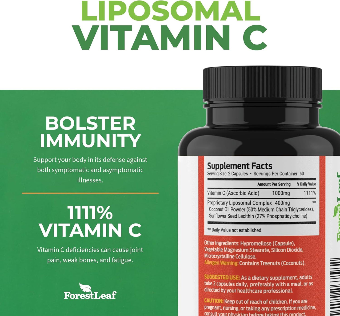 ForestLeaf Immune Defense Supplement with Liposomal Vitamin C, Quercetin, and Nettle - Immune Support for Adults - 2 in 1 Immunity Boosters - BoostGo Australia