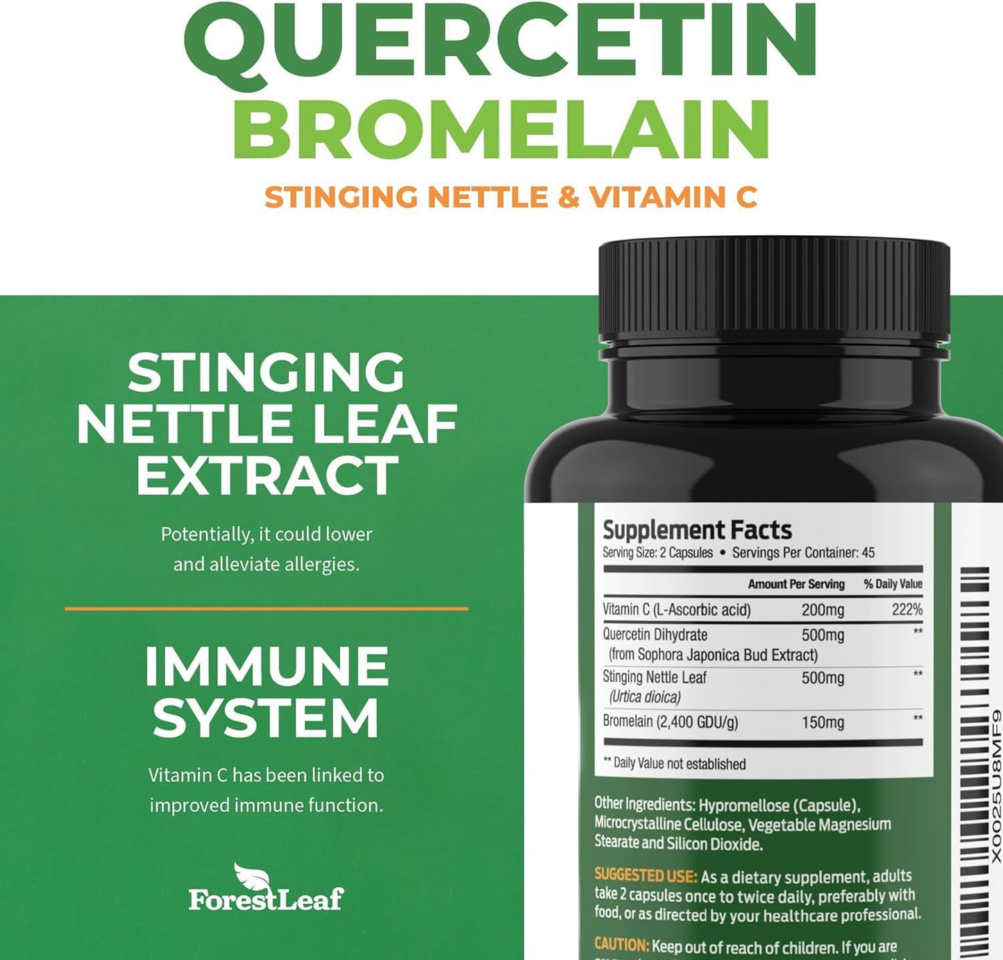 ForestLeaf Immune Defense Supplement with Liposomal Vitamin C, Quercetin, and Nettle - Immune Support for Adults - 2 in 1 Immunity Boosters - BoostGo Australia