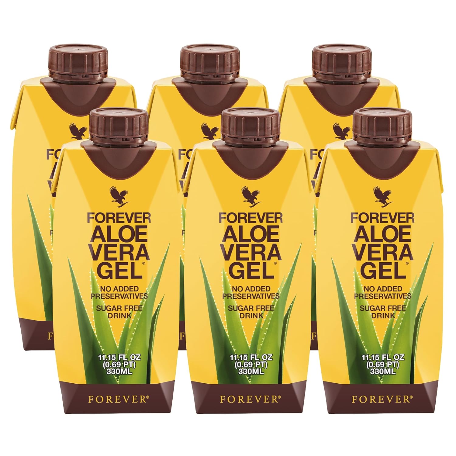 Forever Living Aloe Vera Gel - 99.7% Pure Inner Leaf Aloe Vera Juice - Pack of 6 - Preservative-Free - 11.15 fl oz