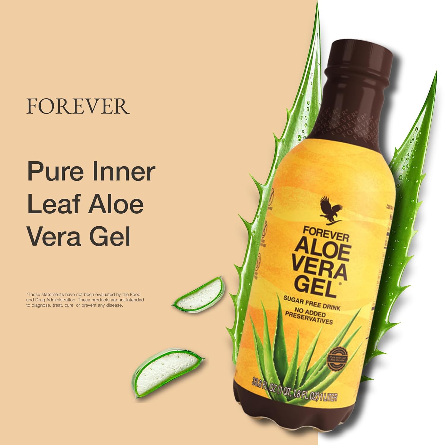 Forever Living Aloe Vera Gel - Pure Inner Leaf Juice, 99.7% Aloe Content, Preservative-Free, 33.8 fl oz