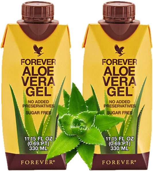 Forever Living Aloe Vera Gel Minis - 99.7% Pure Inner Leaf Gel, Gluten-Free (2 Pack, 330mL/11.15oz Each)