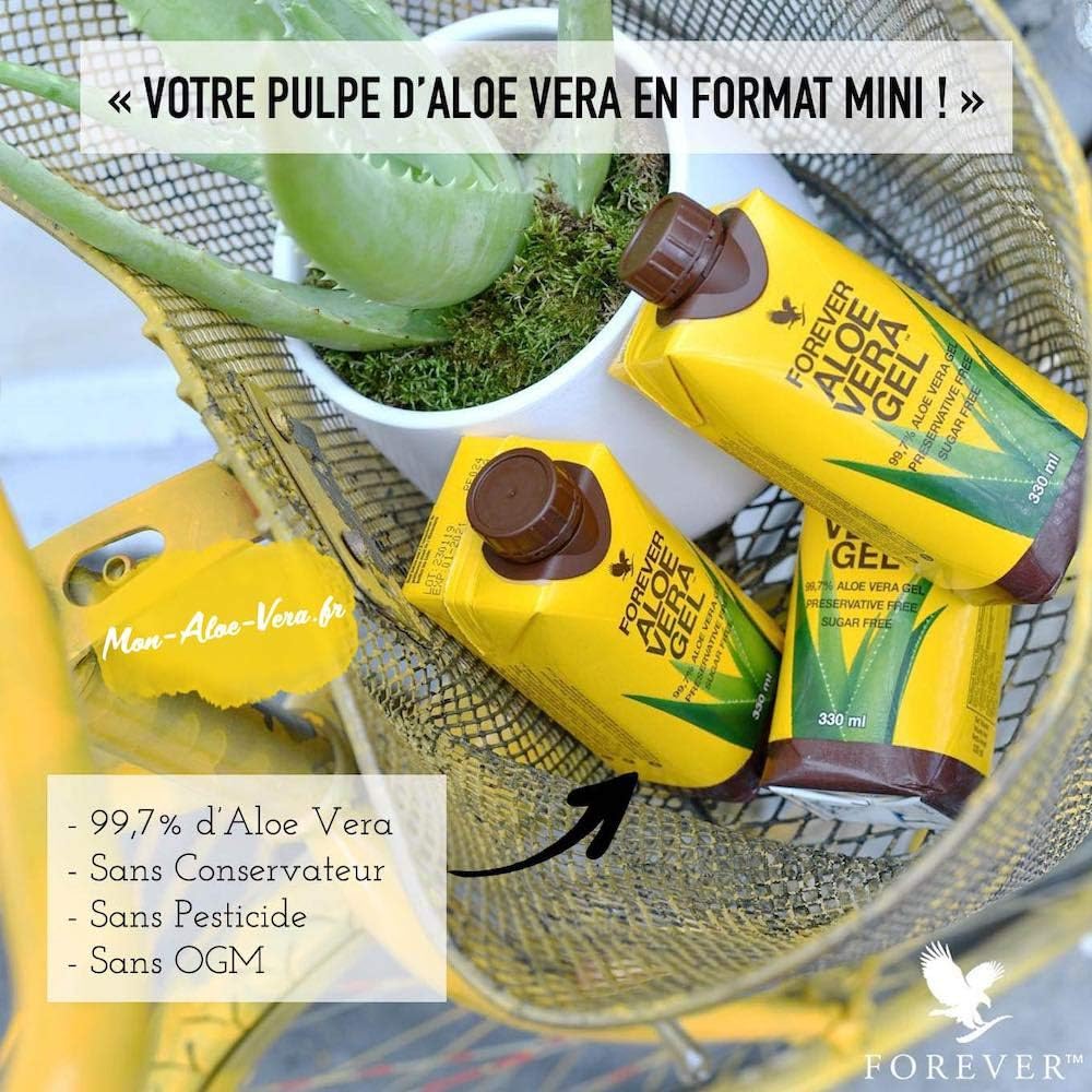 Forever Living Aloe Vera Gel Minis - 99.7% Pure Inner Leaf Gel, Gluten-Free (2 Pack, 330mL/11.15oz Each)
