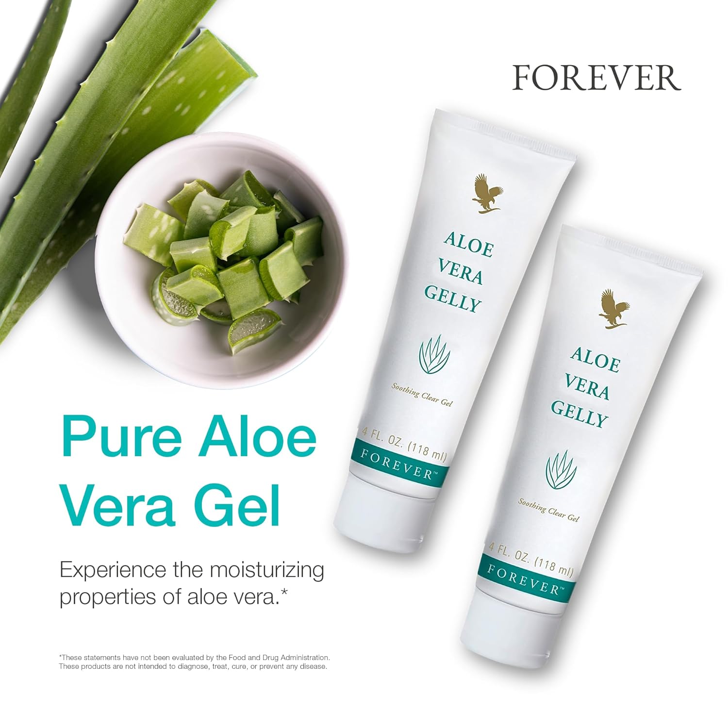 Forever Living Aloe Vera Gelly - Pure Gel for Soothing, Moisturizing, and Conditioning - Vegan and Gluten-Free - 4 fl oz (Pack of 2)