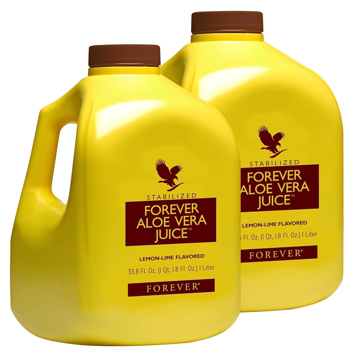 Forever Living Aloe Vera Juice Lemon Lime Flavor - Supports Digestion & Immunity - 1L Each (2 Pack)
