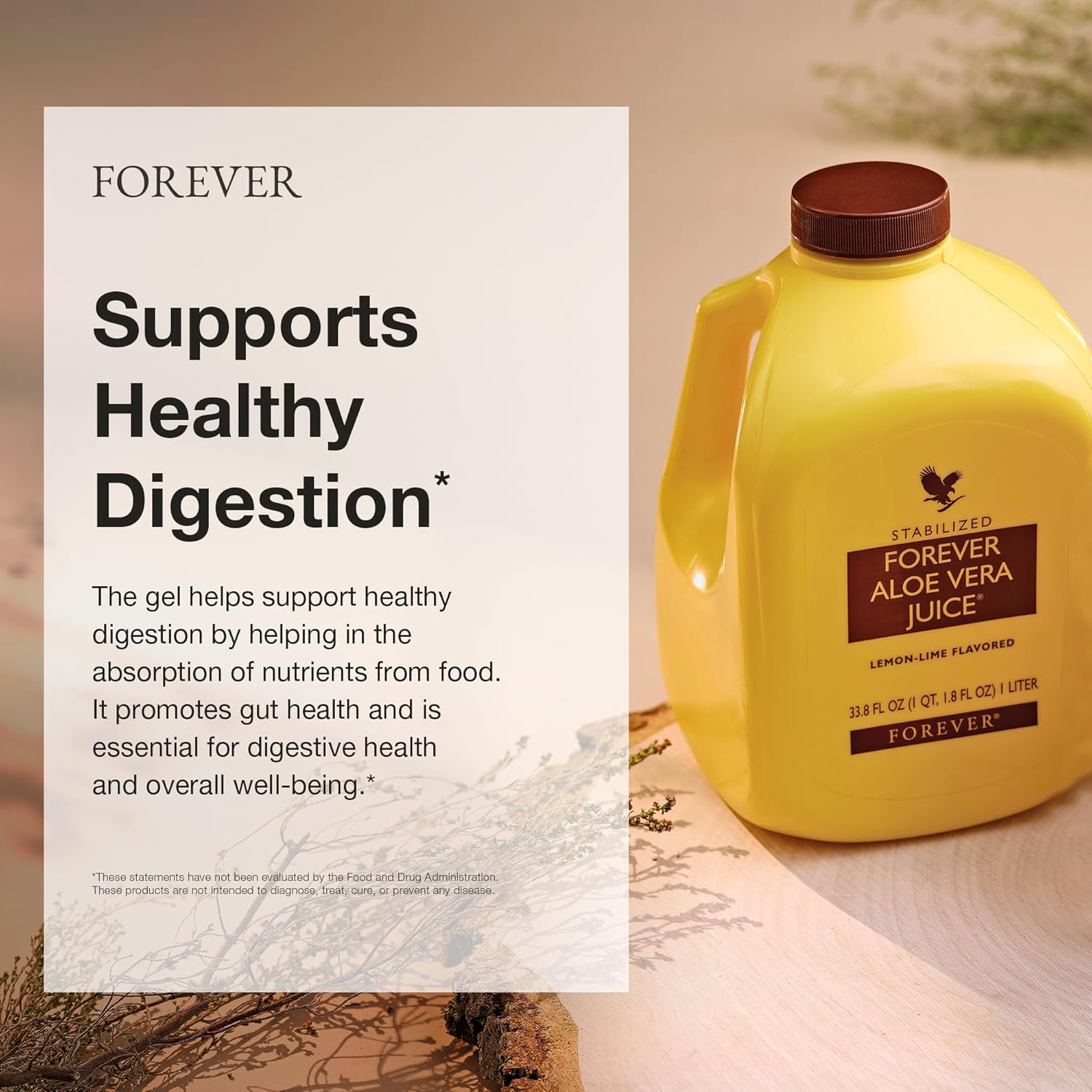 Forever Living Aloe Vera Juice Lemon Lime Flavor - Supports Digestion & Immunity - 1L Each (2 Pack)