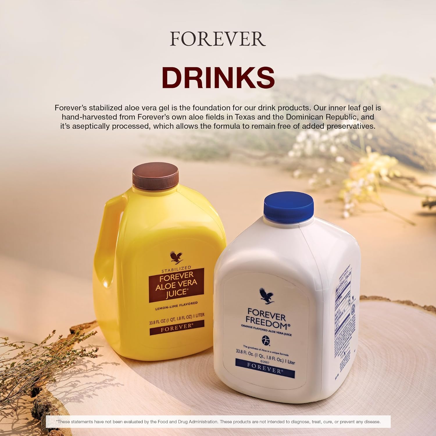 Forever Living Aloe Vera Juice Lemon Lime Flavor - Supports Digestion & Immunity - 1L Each (2 Pack)