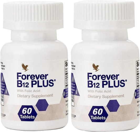 Forever Living B12 Plus - Vegan Essential B Vitamins for Energy, Immune Support, and Red Blood Cell Health - 60 Tablets