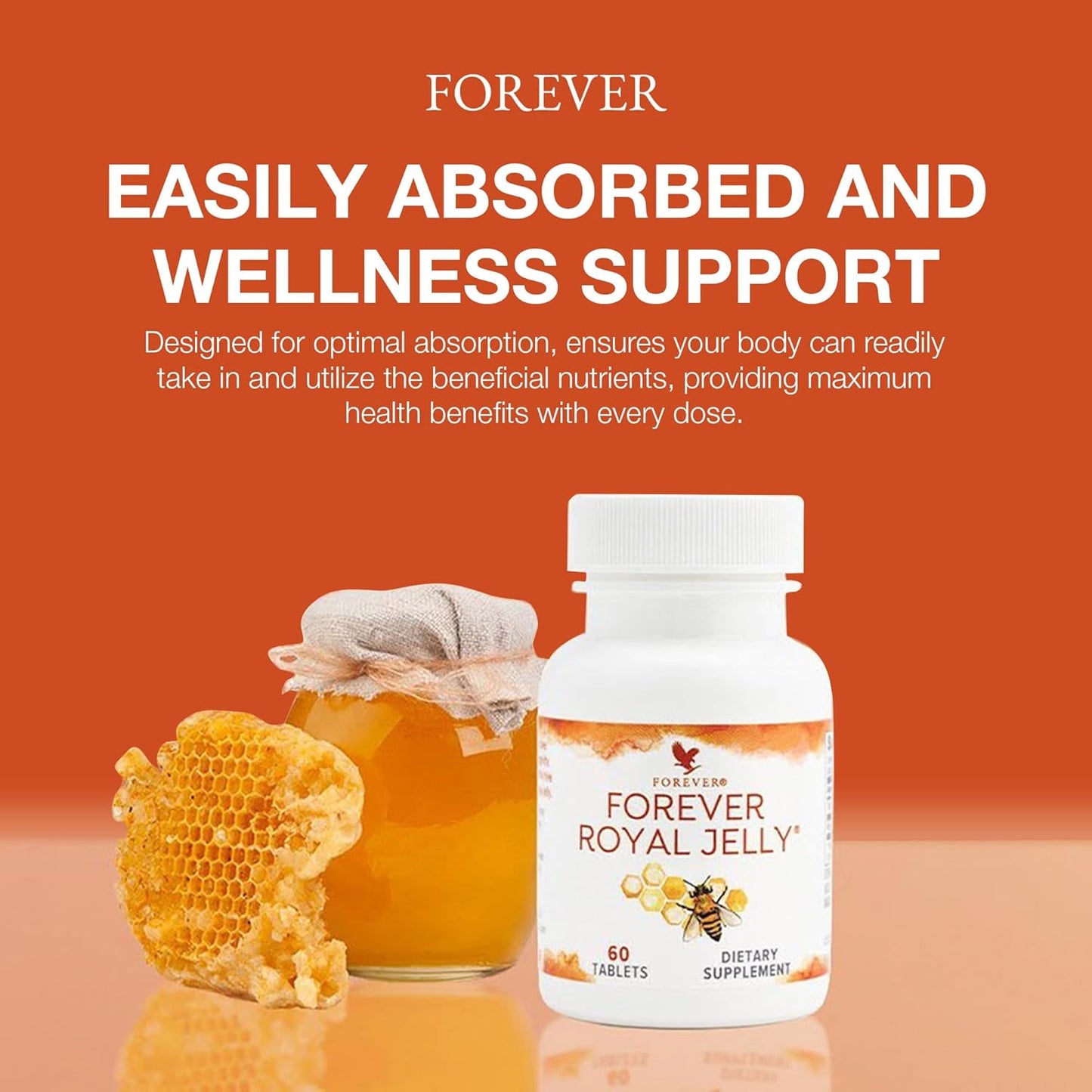 Forever Living Royal Jelly Tablets - Boost Energy and Wellness with 10-HDA, Proteins, Vitamins, Amino Acids - Gluten-Free - 60 Count