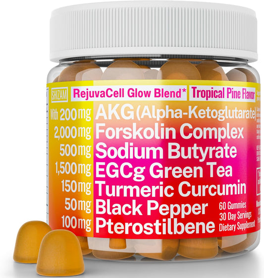 Forskolin Sodium Butyrate Pterostilbene Gummies with Green Tea and Turmeric - Powerful Supplement for Weight Management and Overall Health