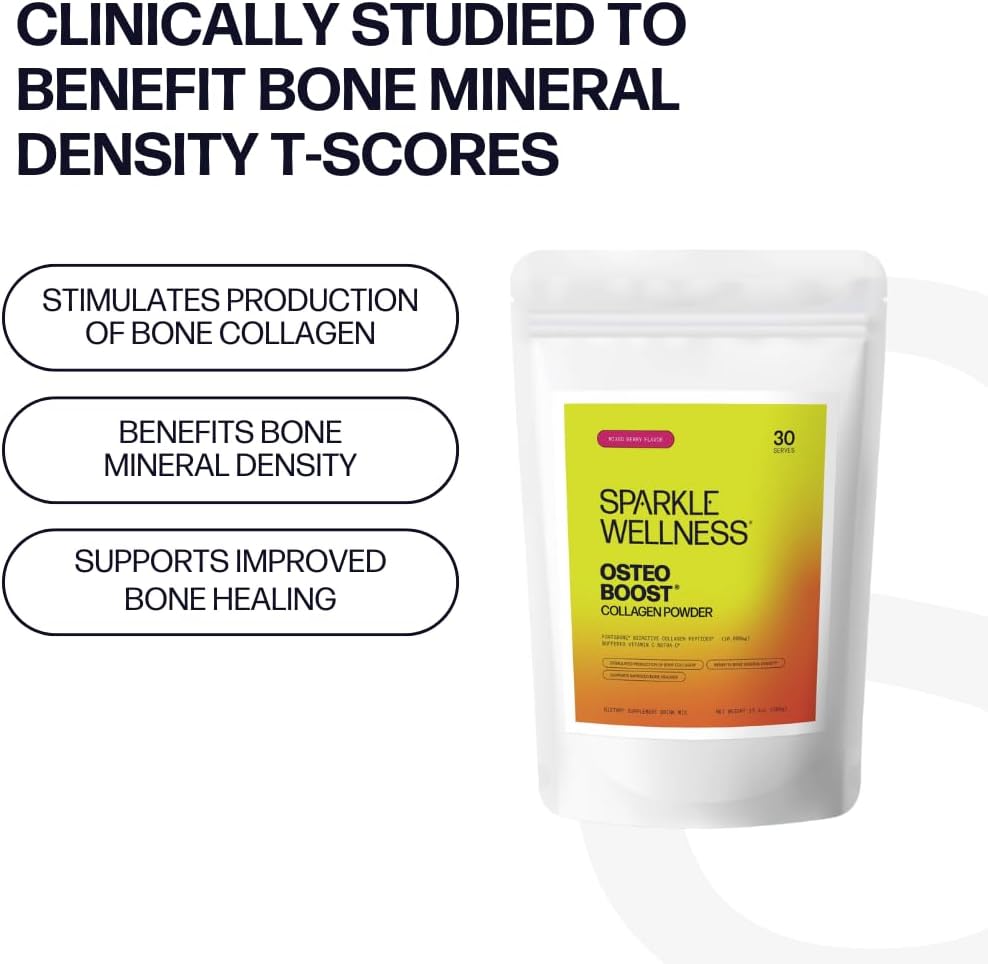 FORTIBONE Collagen Powder Supplement with Buffered Vitamin C for Bone Health - Mixed Berry Flavor | 30 Servings