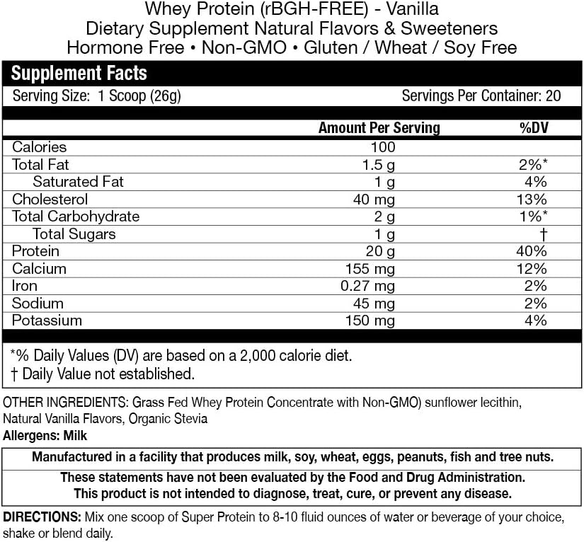 Fortifeye Super Protein: Non-Denatured Vanilla Whey Protein from New Zealand Grass-Fed Cows - 1 Pack