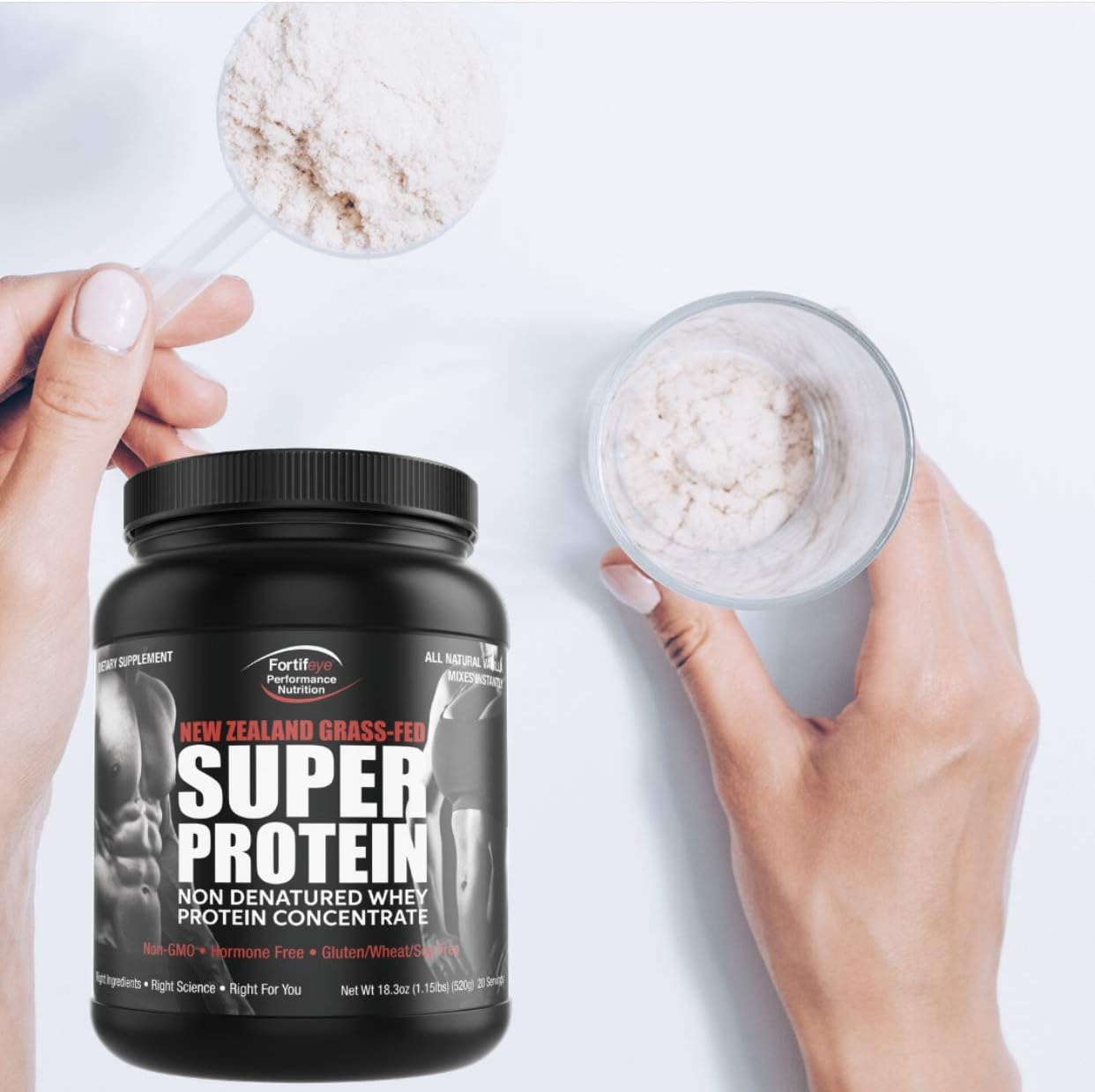 Fortifeye Super Protein: Non-Denatured Vanilla Whey Protein, 2 Pack, Grass-Fed from New Zealand