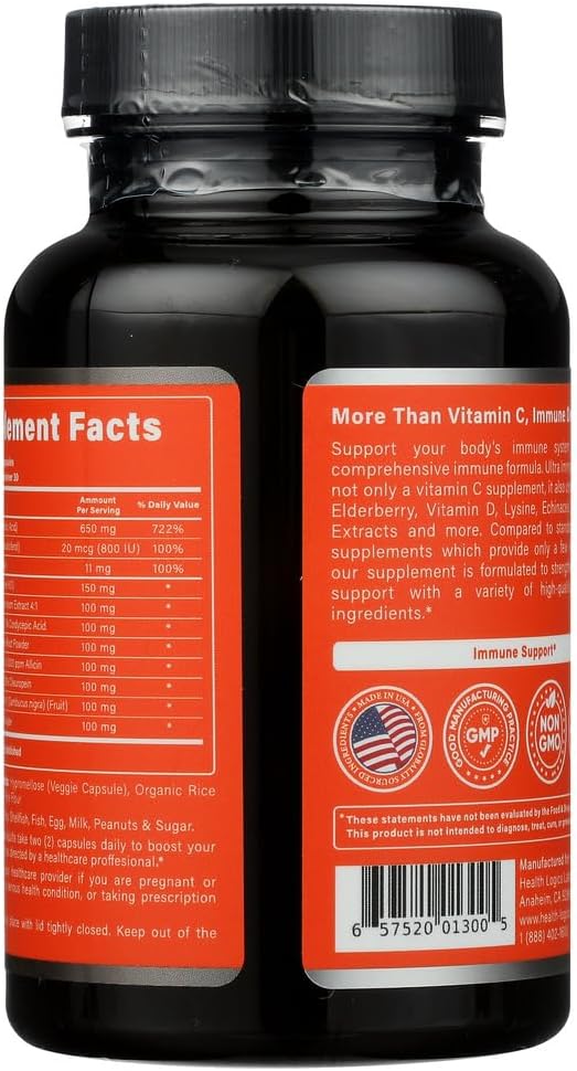 Fortify! Immune Support Capsules with Vitamin C, Zinc, Elderberry, Vitamin D, and Mushroom Extracts, 60 Veggie Caps - Powerful Antioxidant Formula