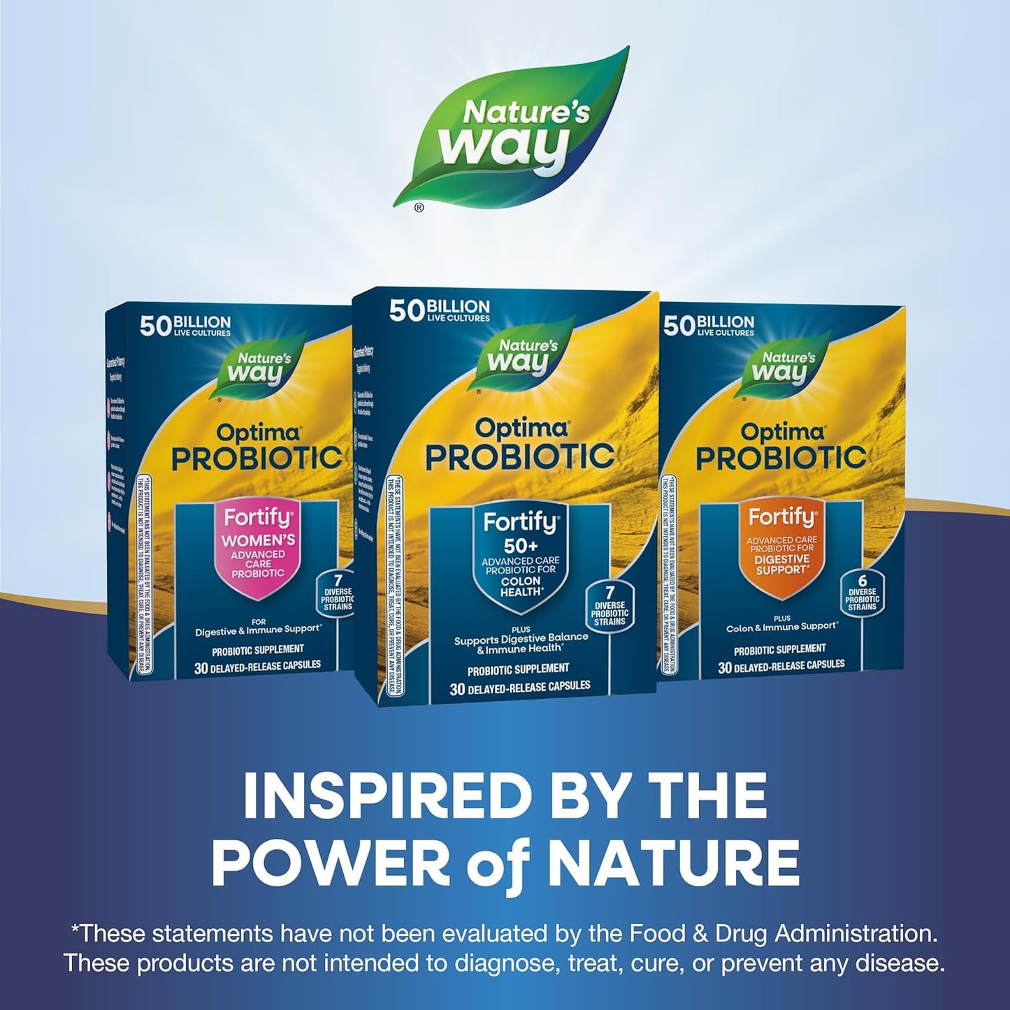 Fortify Optima Probiotic for Adults 50+: 50 Billion Live Cultures, Digestive & Immune Health, No Refrigeration, 30 Capsules